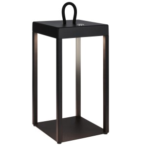 Lanterna LED Brilo Luca nera, dimmerabile, resistente agli spruzzi e con maniglia.