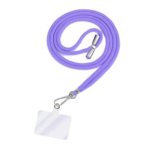 Cordino per cellulare viola con moschettone per accessori per cellulari.