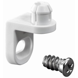 Connettore Hettich bianco per pannelli posteriori di armadi fino a 6 mm, vite inclusa.