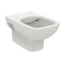 WC sospeso bianco (t.b.t.) in ceramica, vista frontale.