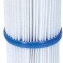 Cartuccia filtro t.b.t. per piscine, lamelle filtranti bianche con terminali blu.