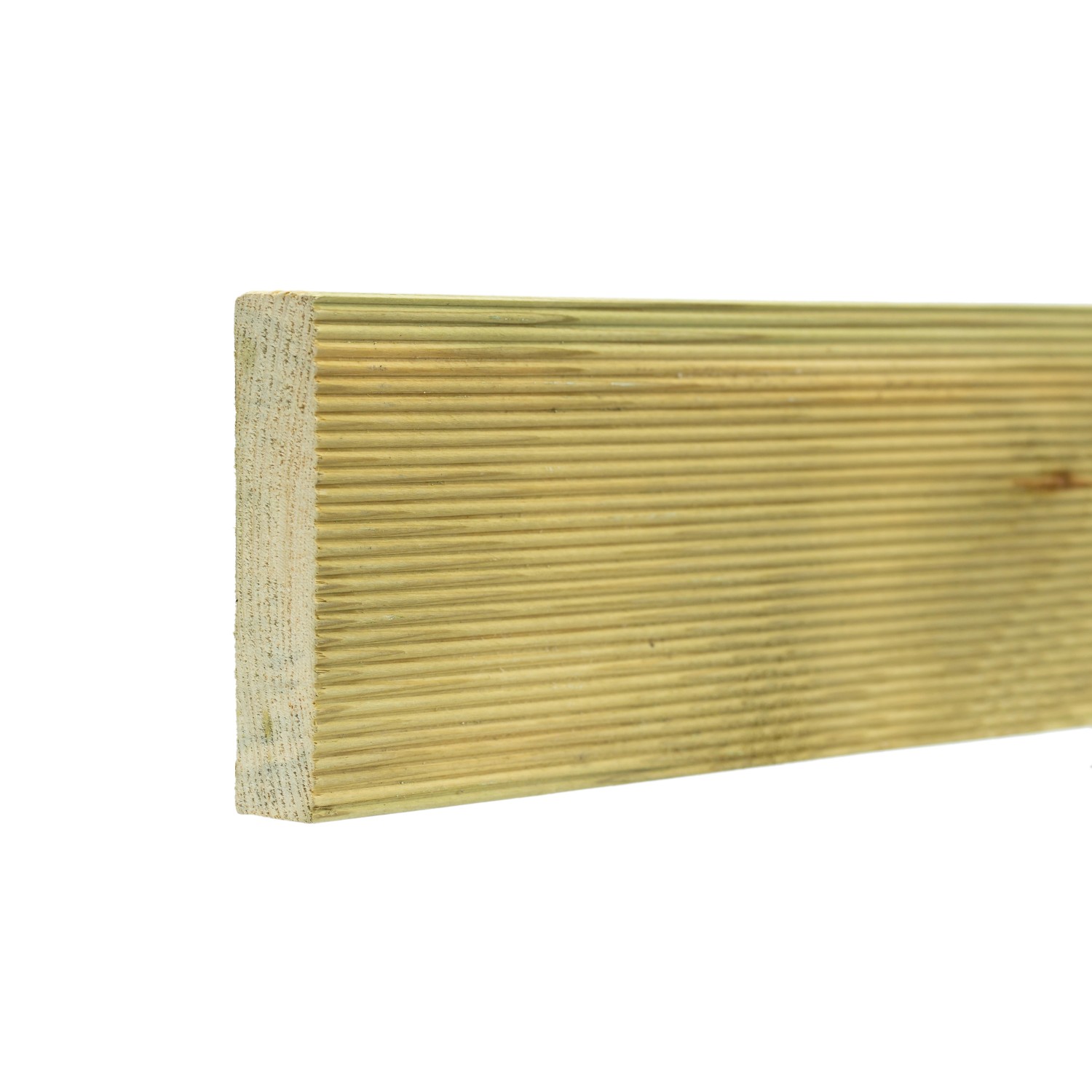 Legno profilato per esterni, superficie scanalata, vista dettaglio.