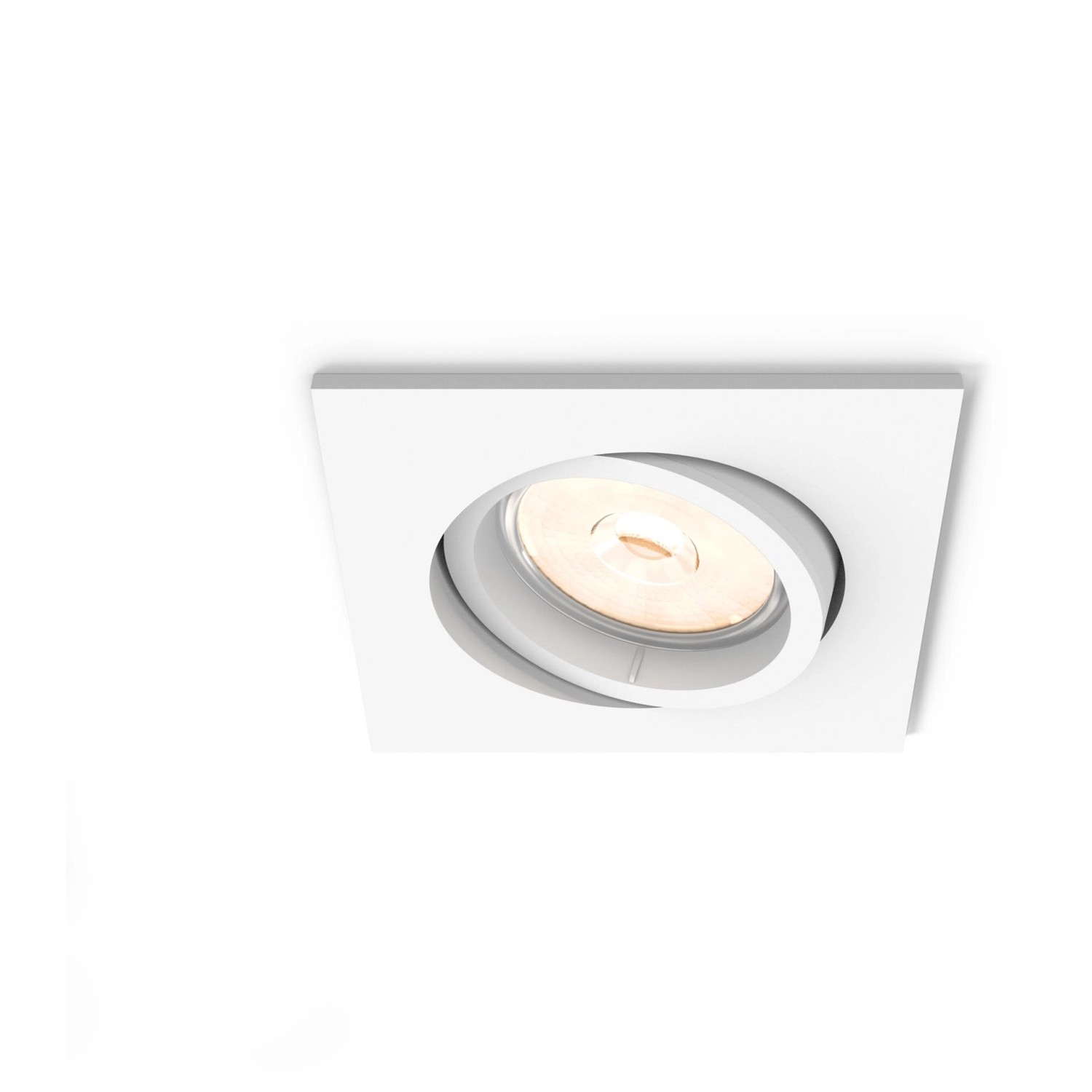 Faretto da incasso t.b.t. bianco con sorgente luminosa rotonda per montaggio a soffitto.