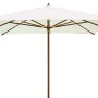 Ombrellone t.b.t. con telo bianco e struttura in legno.