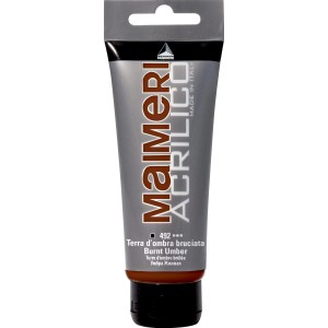 Maimeri Acrilico colore acrilico, tonalità Terra d'ombra bruciata.