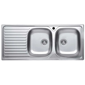 Lavello da incasso 2 vasche dx 116 cm inox