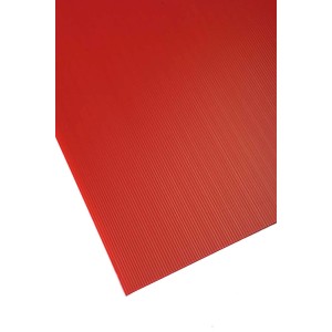 Lastra in plastica rossa t.b.t. con texture a coste, adatta come copertura.