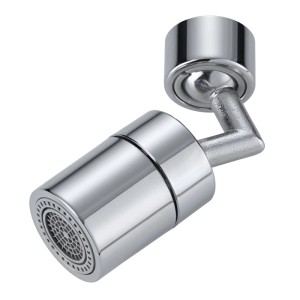 Aeratore universale cromato con giunto girevole a 720° per rubinetti. Regolatore di flusso M22/M24 con getto aerato/doccia.