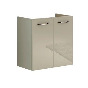 t.b.t. Mobile bagno beige con due ante e maniglie cromate per arredo bagno.
