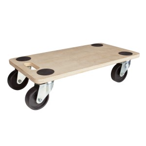 Tavola di trasporto rettangolare TE-300 con 4 ruote, adatta per carichi fino a 300 kg.