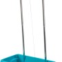 Spargitore Gardena L, blu, con ruote e manico regolabile per fertilizzante e sale.