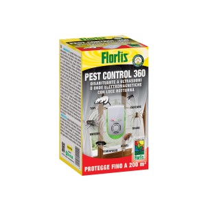 Florlis Pest Control 360: Disabituante a ultrasuoni e onde elettromagnetiche con luce notturna, protegge fino a 200 m².