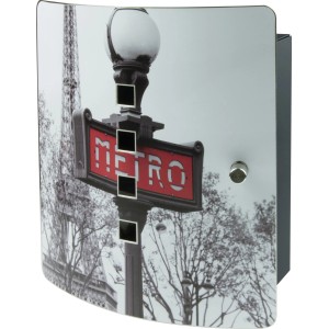 Cassetta portachiavi Burg-Wächter con motivo Paris Metro. Cassaforte con porta in acciaio inox e chiusura magnetica.