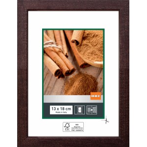 Cornice portafoto OBI in legno marrone scuro, 13x18 cm. Ideale per foto e stampe.