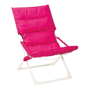 Sedia da spiaggia rosa OBI Beverly con telaio in acciaio, pieghevole e imbottita.