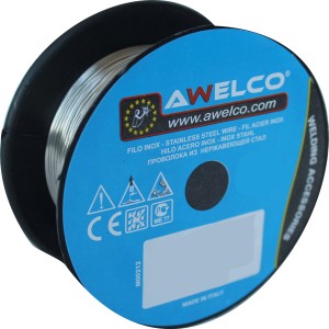 Bobina di filo per saldatura, acciaio inossidabile, marca Awelco.