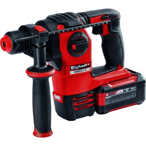 Einhell 18V Tassellatore a batteria Herocco Solo con valigetta, rosso/nero, con impugnatura supplementare.