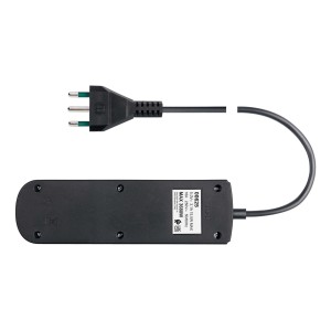 Multipresa nera t.b.t. con spina e cavo.