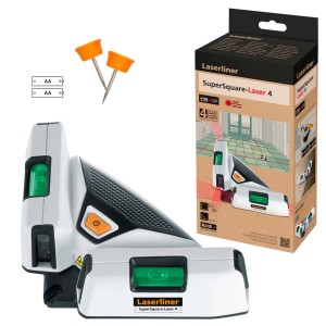 Laserliner SuperSquare-Laser 4 con accessori. Strumento di misura per un allineamento preciso.