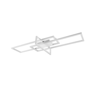 Plafoniera LED moderna e dimmerabile Salinas in bianco opaco con design geometrico.