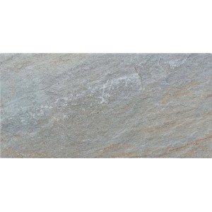 Piastrella da rivestimento t.b.t. effetto pietra, grigio-beige screziato.