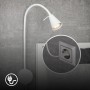 Lampada da comodino a LED Briloner Tusa bianca con braccio flessibile orientabile, luce bianca calda.