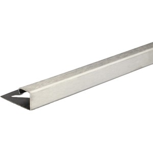 Profilo di bordo quadrato in acciaio inox spazzolato, 10 mm x 2,5 m, per profili per piastrelle.