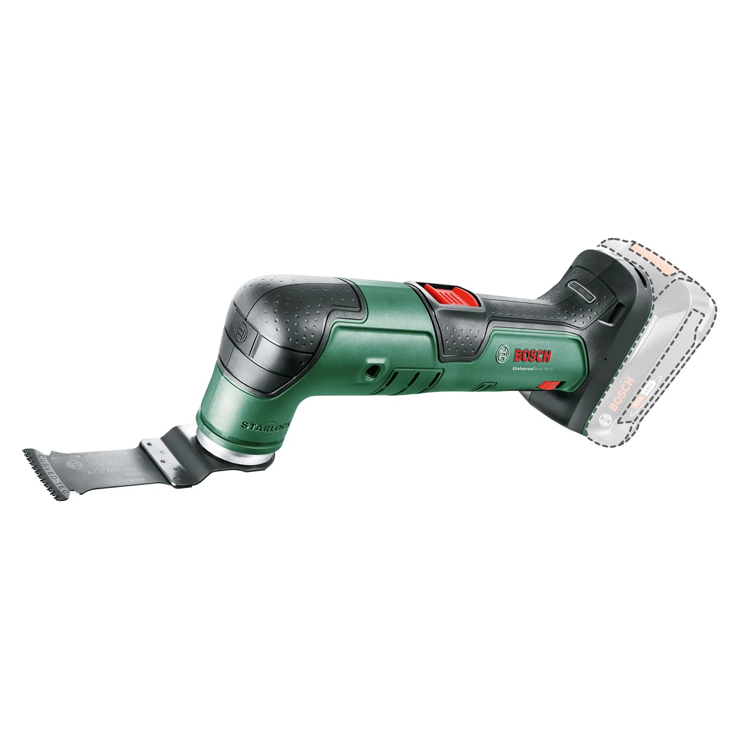 Utensile multifunzione a batteria Bosch Universal 18V-32 (solo corpo macchina) con lama.