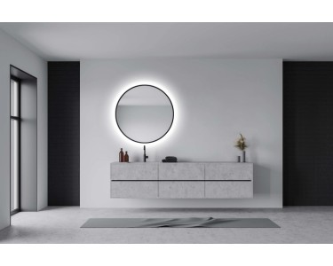 Specchio Da Bagno Nero ANDY STAR 71x91 Cm | Rettangolare Con Cornice In Metallo Tubolare