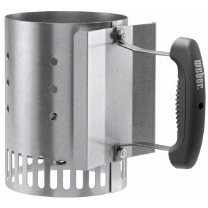 Accendifuoco Weber piccolo, utensile per griglia in metallo con manico nero per accensione rapida delle braci.