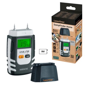 Misuratore di umidità Laserliner DampFinder Home con display e cappuccio protettivo.