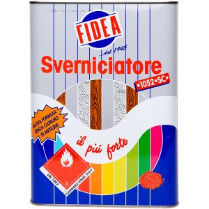 Barattolo di Sverniciatore Fidea, solvente per rimuovere vernici e smalti.