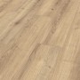 Pavimento laminato chiaro effetto legno, ideale per ambienti domestici.