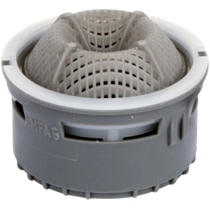 Dettaglio di una cartuccia grigia con inserto a griglia.