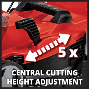 Dettaglio del tagliaerba a batteria t.b.t. con regolazione centralizzata dell'altezza di taglio.