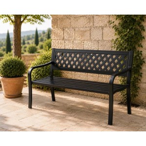 Panca da giardino in acciaio Garden Friend Boulevard 120x50x75 cm nero