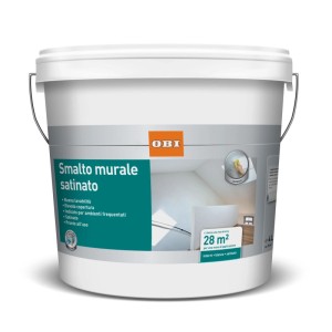 Secchio di OBI Seidenlatex Bianco, pittura per interni (5 l) per pareti resistenti e facili da pulire.