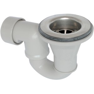 t.b.t. Sifone per cassette WC, bianco con inserto in metallo.