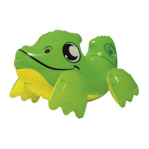 Rana gonfiabile verde, un divertente gioco per bambini.