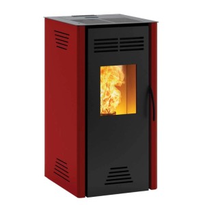 Stufa a pellet ventilata Invicta Rapallo 7 Plus acciaio 7,3 kW rosso