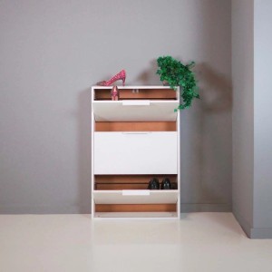 Scarpiera 3 ribalte 106x65x15 cm bianco