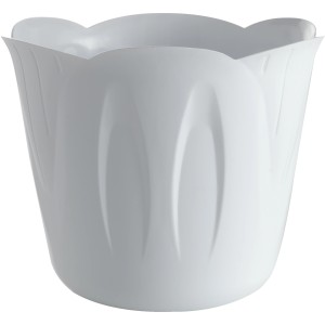 Vaso per piante bianco t.b.t. con design a coste per interni.