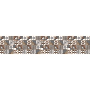 Tappeto da cucina t.b.t. con motivo patchwork marrone e grigio.