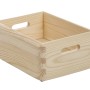 Cassa in legno chiaro/Cassapanche con manici per stoccaggio e organizzazione.