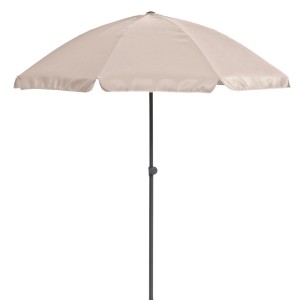 Ombrellone da balcone beige Hernando, Ø 200 cm, con funzione push-up per una facile protezione solare sul balcone.