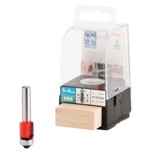 Fresa a filo LUX HM 12,7 mm con cuscinetto a sfere in custodia di plastica trasparente.