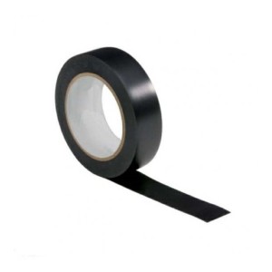 Rotolo di nastro isolante nero, un nastro adesivo versatile per varie applicazioni.