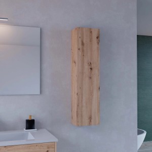 Mobile colonna della serie di mobili bagno t.b.t. in effetto legno. Armadietto da bagno per montaggio a parete.