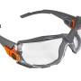Occhiali di protezione t.b.t. con montatura grigia e lenti chiare.