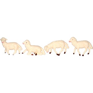 Presepe: 4 piccole pecore bianche per il presepe natalizio.